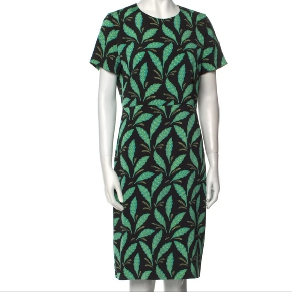 Diane Von Furstenberg Mason Black Leaf Print Short Sleeve Dress Size 8 - Picture 1 of 11